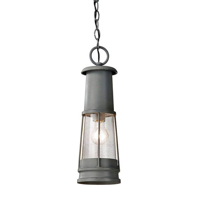 Bild von Elstead LIGHTING Außen-Deckenleuchte, Leuchtmittel nicht inklusive, Außenleuchte Kettenlaterne Industrie-Design Pendellampe ALU Glas D