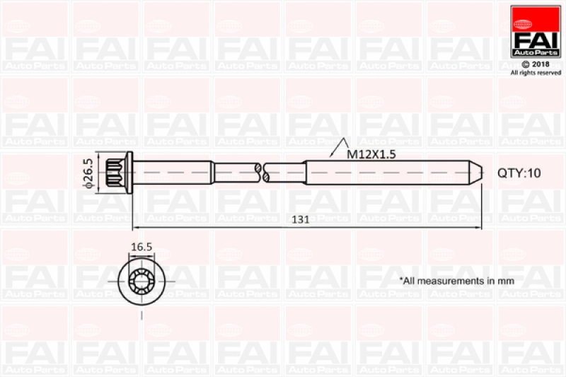 Bild von FAI AutoParts B896 Zylinderkopfschraubensatz Außen-Torx 10 RENAULT: SCENIC 3, Trafic 3, Megane CC, OPEL: Vivaro A Van, Vivaro A Combi