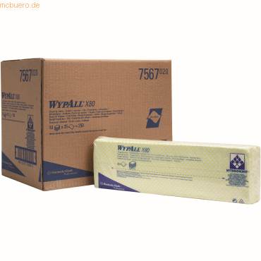 Bild von Wypall Wischtücher X80 1-lagig 41,6x34,4cm Interfold gelb, Haushaltspapier, Gelb