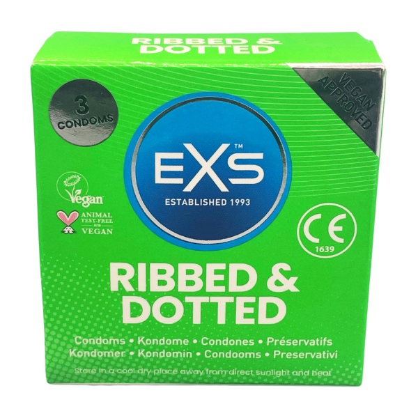 Bild von EXS Kondome Ribbed & Dotted - stimulierende Kondome mit 3-in-1-Effekt Packung mit, 3 St., extrem erregnde Kondome mit Rippen und Noppen, gerippt und genoppt für Leidenschaft bis zum Höhepunkt