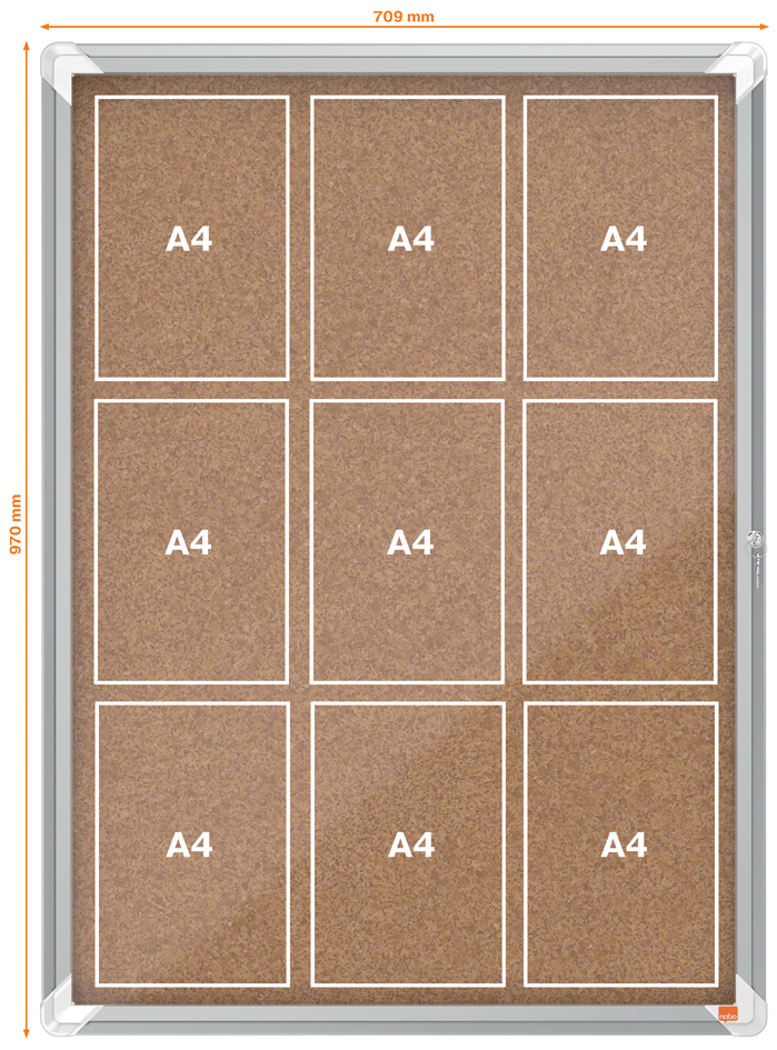 Bild von Nobo Premium Plus Schaukasten für den Innenbereich 9 x A4, Kork, Klapptür