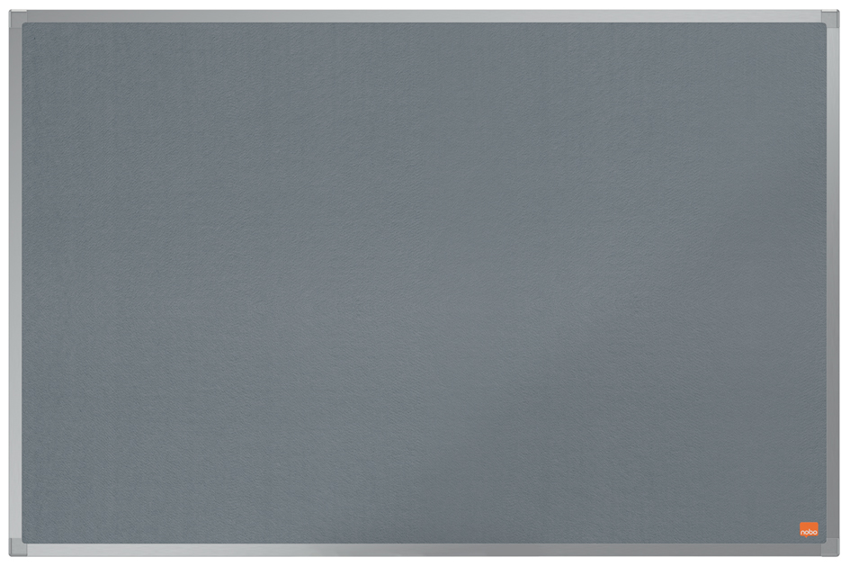 Bild von Nobo Filz-Notiztafel, 60 x 90 cm, Aluminiumrahmen, Traditionelle Eckmontage, Grau, Essence-Serie, 1915205
