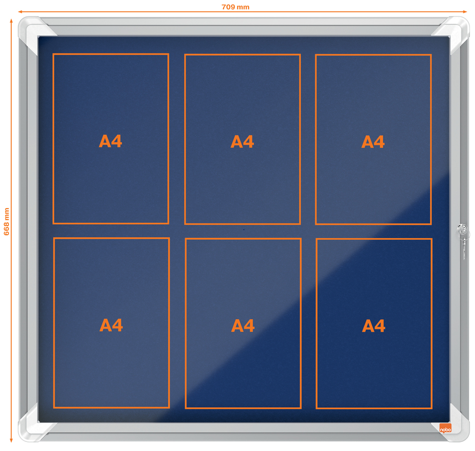 Bild von Nobo Schaukasten Premium Plus Innenbereich 6xA4 Filz Klapptür Glas gra
