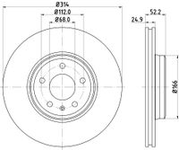 Bild von DON Bremsscheibe vorne rechts links innenbelüftet 314mm für SKODA VW SEAT (FAW) AUDI L8K0615301 8W0615301T 8K0098301F PCD10342