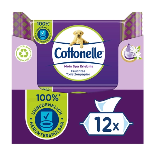Bild von Cottonelle® Toilettenpapier Feuchtes Toilettenpapier - Seide & Jasmin, 12x42 Toilettentücher