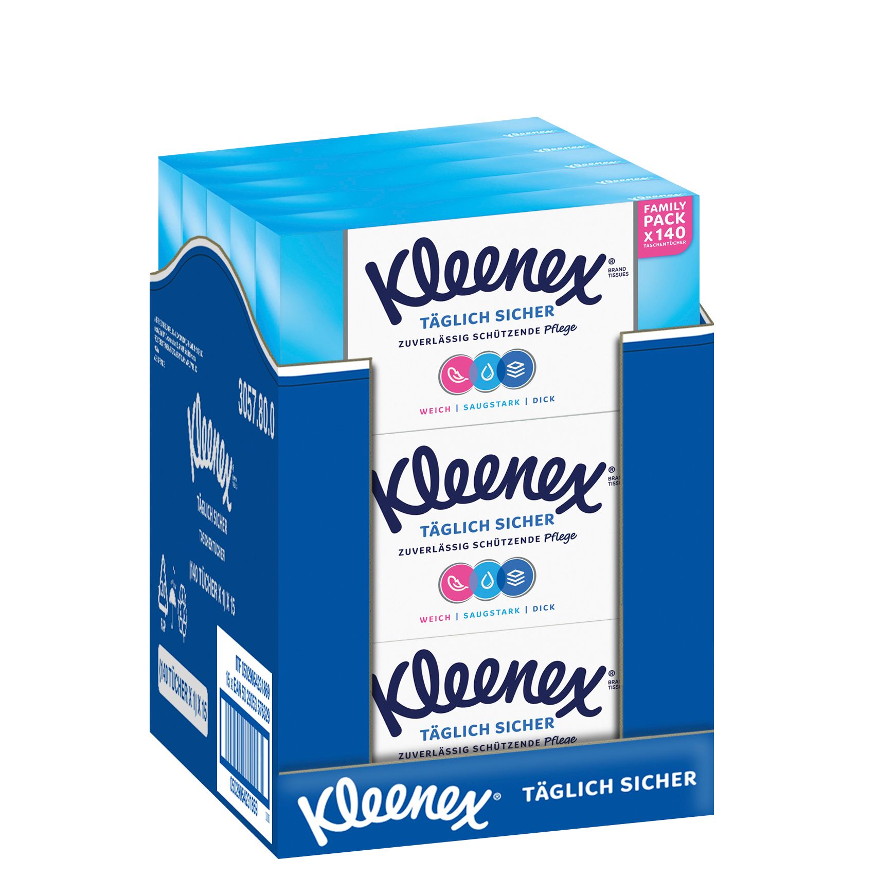 Bild von Kleenex Täglich Sicher Taschentücher-Box Kosmetiktücher 3-lagig