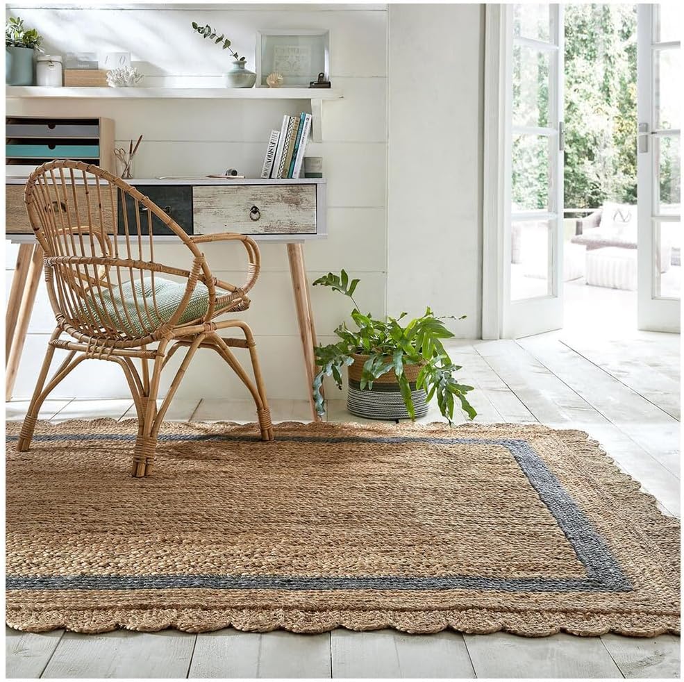 Bild von FLAIR RUGS Teppich "Grace", rechteckig, 7 mm Höhe, aus 100% Jute, fußbodenheizungsgeeignet, mit Bordüre