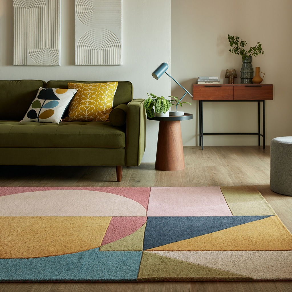 Bild von FLAIR RUGS Wollteppich "Esre", rechteckig, 7 mm Höhe, Geometrischer abstrakter Esre-Wollteppich