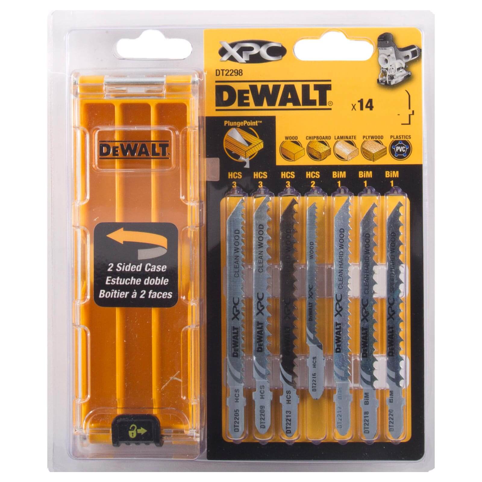 Bild von DEWALT XPC Holzstichsägeblätter-Set (HCS, 14-tlgs., mit DT2209 x3, DT2205 x3, DT2213 x3, DT2216 x2, DT2218, DT2217, DT2220) DT2298