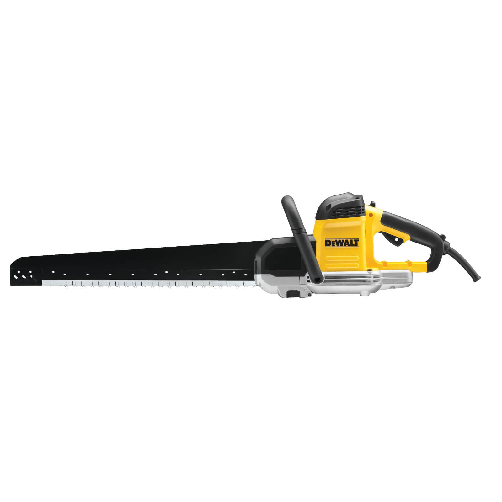 Bild von DEWALT 1.700 Watt Spezialsäge (Sägeblattlänge 430 mm, ideal für Schnitte in Porenbeton (Festigkeitsklassen zwei, vier und sechs) und für Gips, inkl. HM-Sägeblattsatz DT2975 und Inbus), DWE399