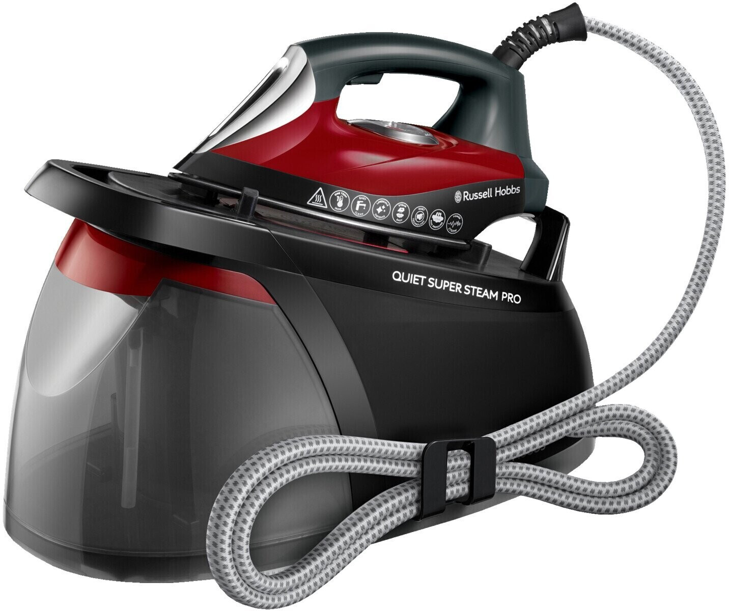 Bild von Russell Hobbs Dampfbügelstation Quiet Super Steam Pro (8 Bar Dampfdruck, 1,8l abnehmbarer Wassertank, Kalkschutz-System, 3 Dampfeinstellungen, Vertikaldampf) Bügeleisen 24460-56