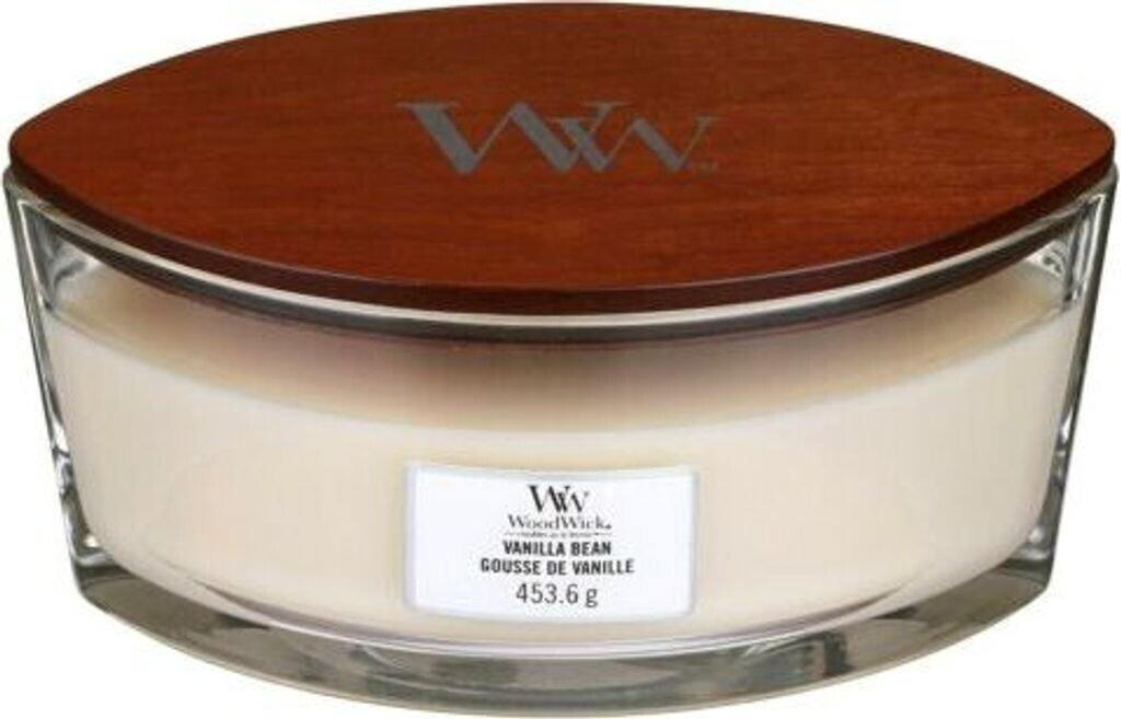 Bild von WoodWick mittelgroße Duftkerze im Sanduhrglas mit knisterndem Docht, Vanilla Bean, bis zu 60 Stunden Brenndauer, 454g