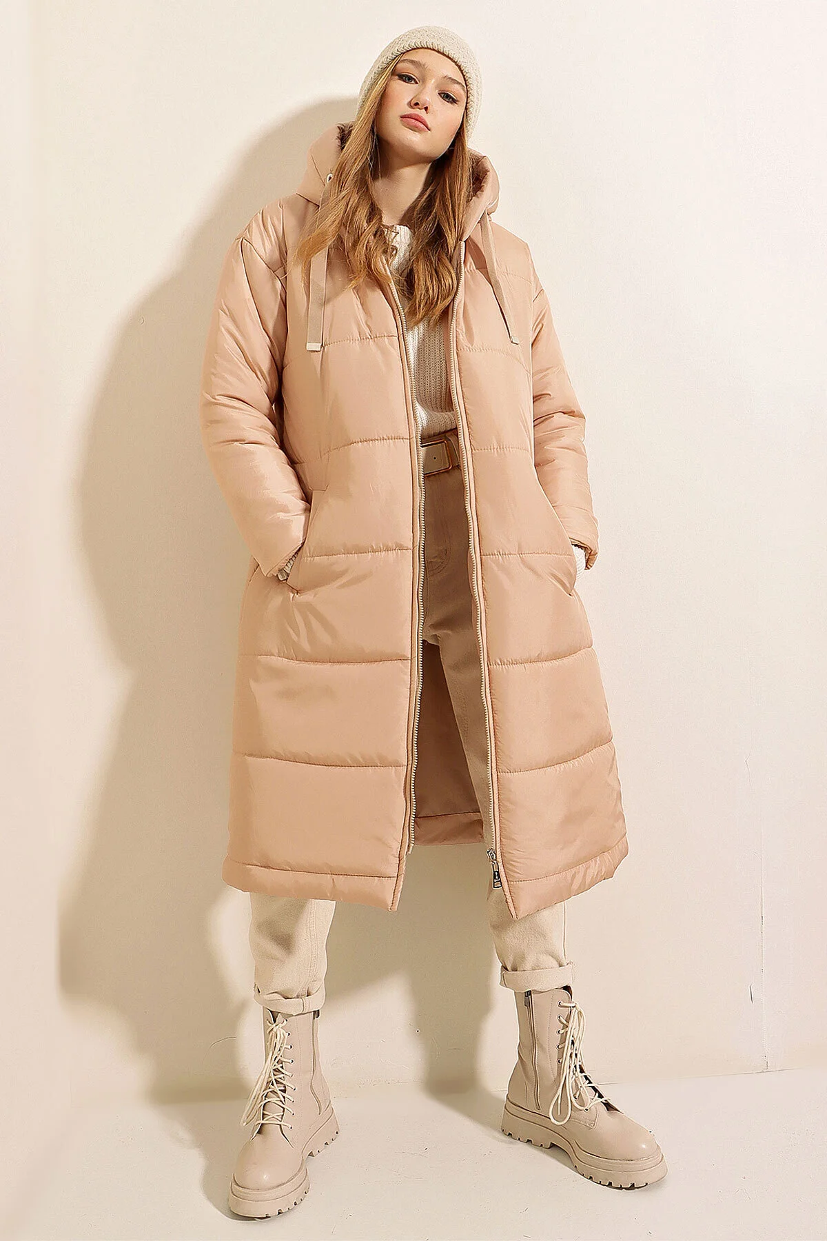Bild von Bigdart 5120 Langer Puffermantel Mit Kapuze – Nerz für Damen - 40