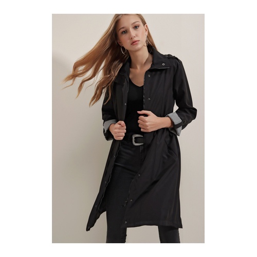 Bild von Bigdart 5808 Trenchcoat mit Taillenband – Schwarz für Damen