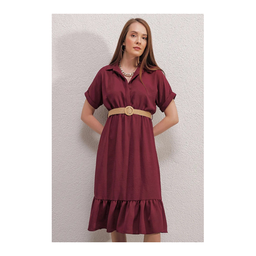 Bild von Elegantes Bigdart 2292 Kleid mit Gürtel in Bordeaux