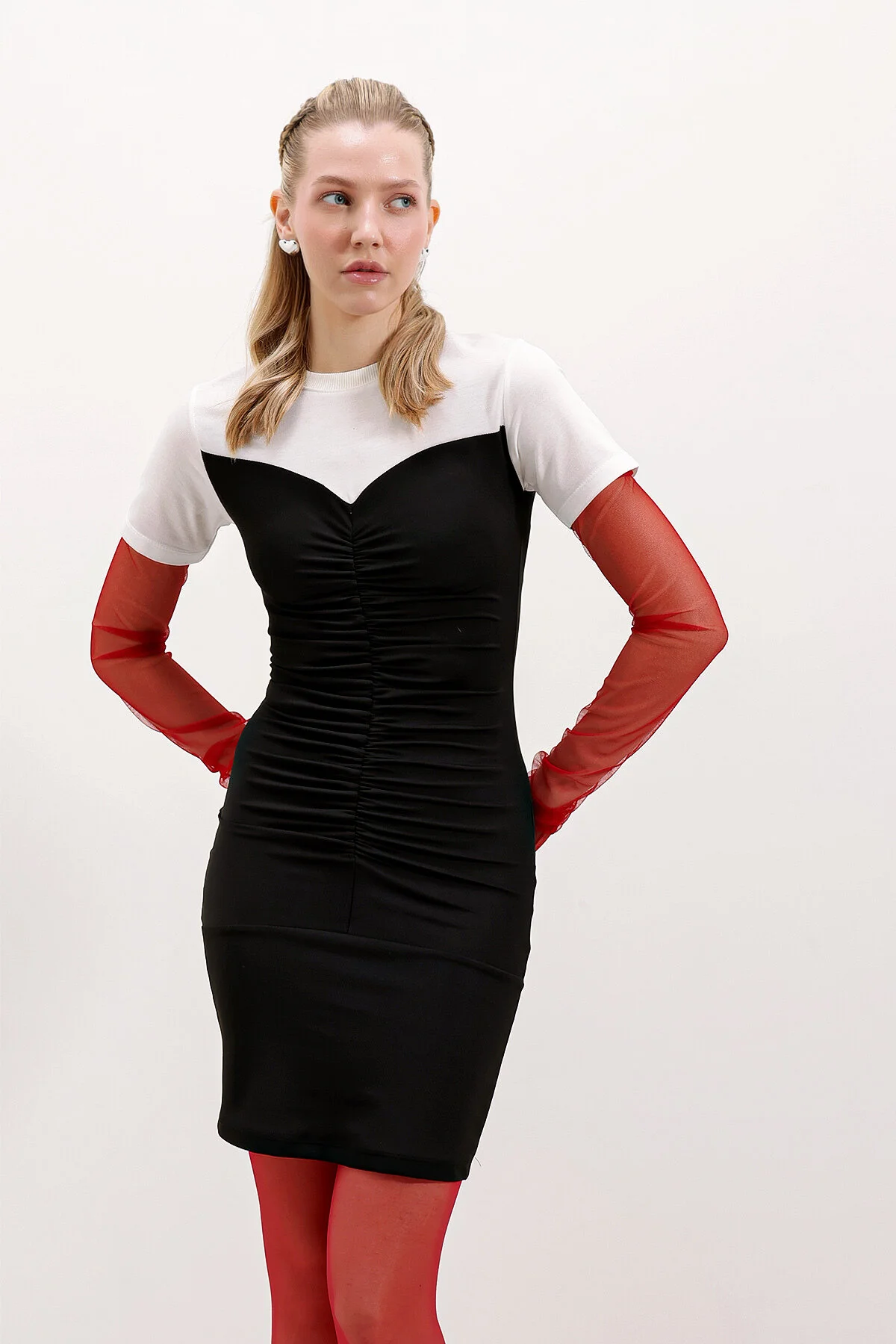 Bild von Bigdart 2472 Gerafftes Minikleid Schwarz für Damen - 40