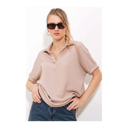 Bild von Bigdart Gestrickte Biscuit Rollkragenbluse Übergröße 0486 für Damen - 36