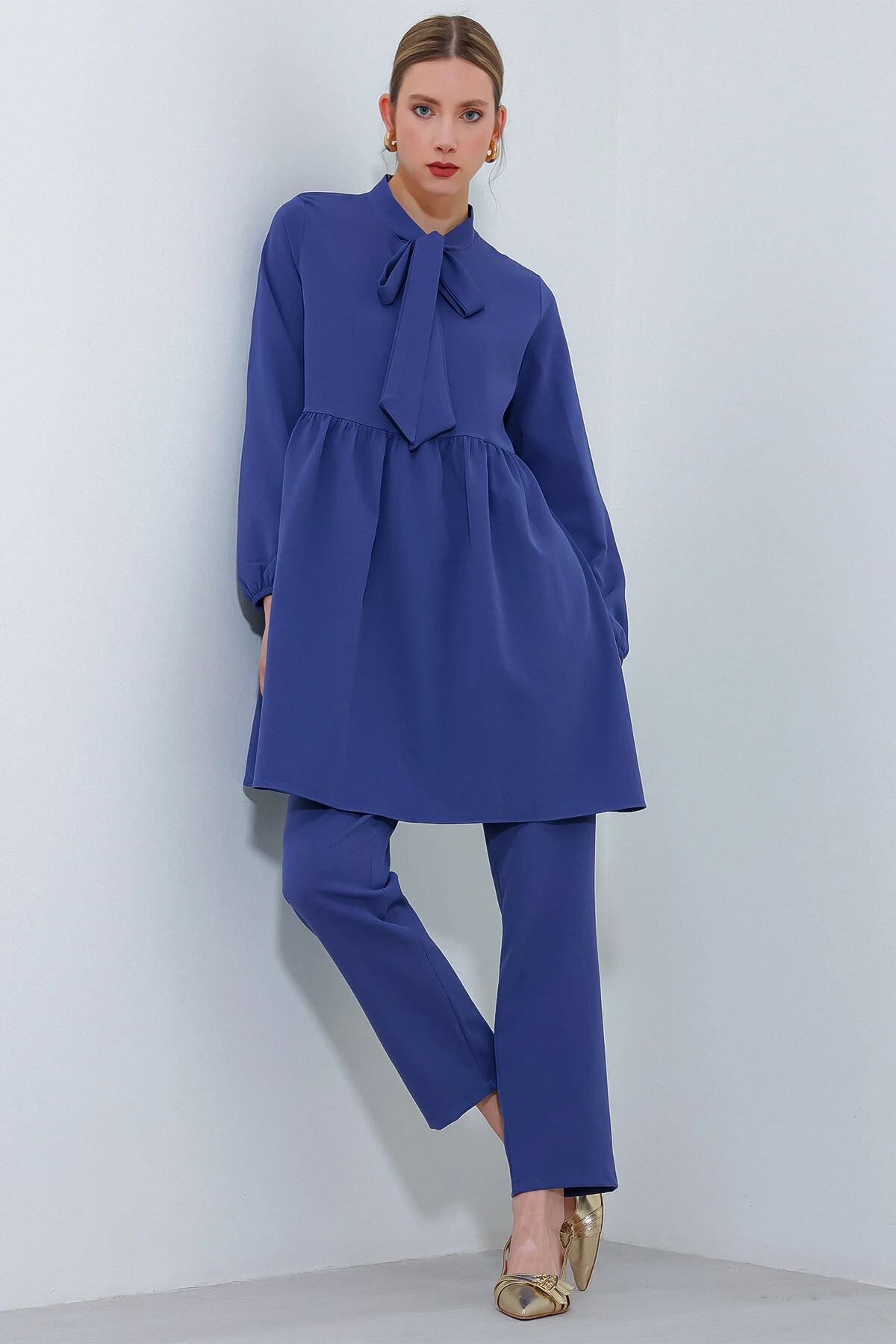 Bild von Bigdart Indigo Strickhose Tunika Oberteil Und Unterteil Set 6654 für Damen - 42