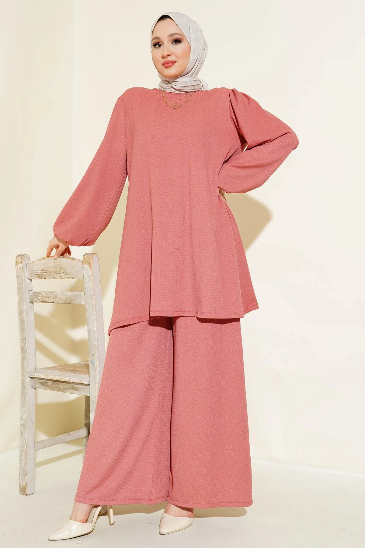 Bild von Bigdart Dusty Rose Tunika Hose Unterteil Top Set 6663 für Damen - 50