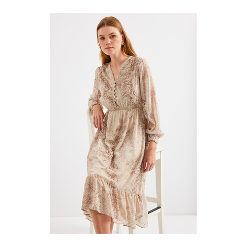 Bild von Bigdart Y.beige 2137 Gemustertes Chiffonkleid für Damen