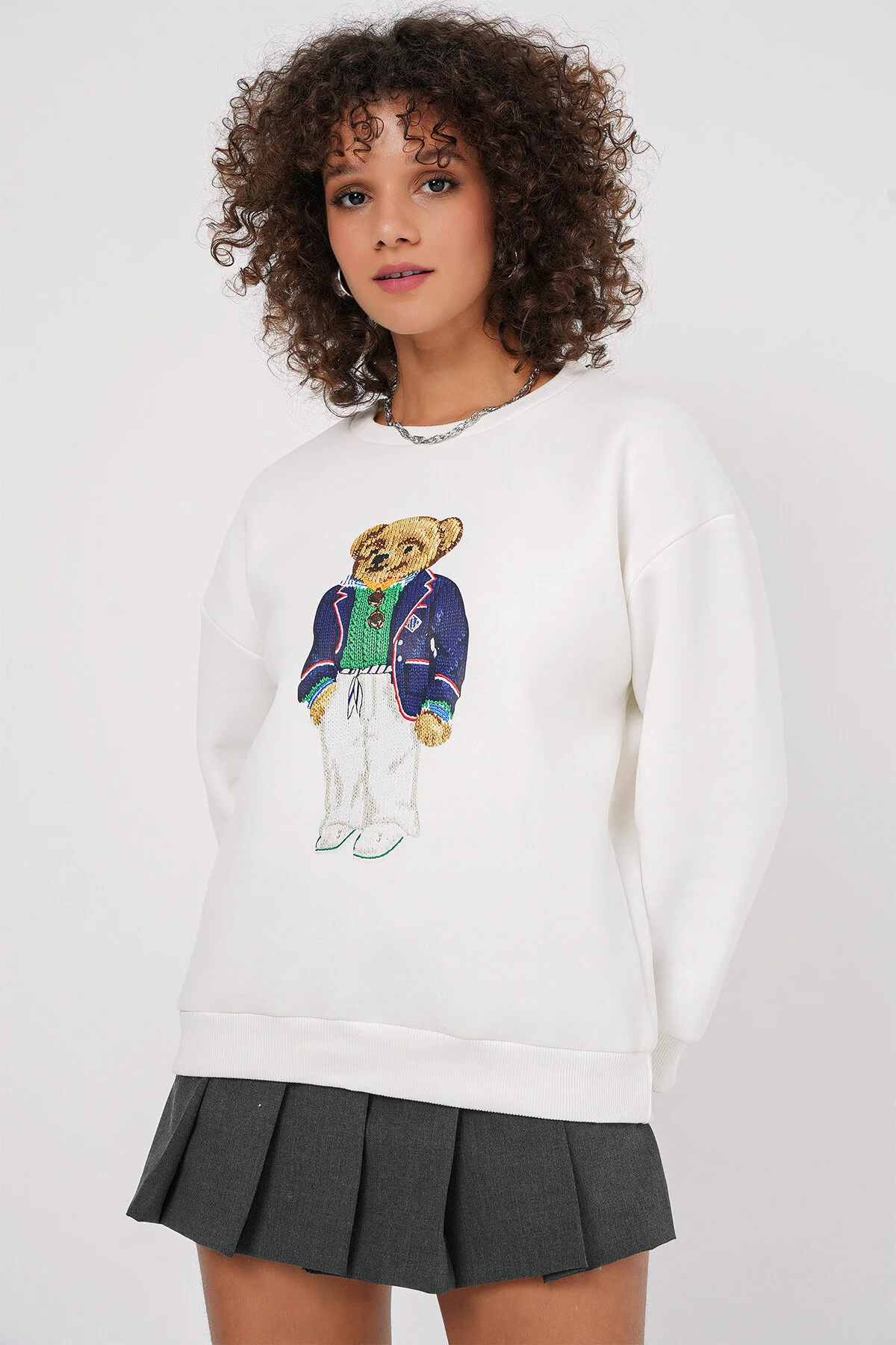 Bild von Bigdart 55447 Bedrucktes Oversize-sweatshirt – Weiß für Damen - 38