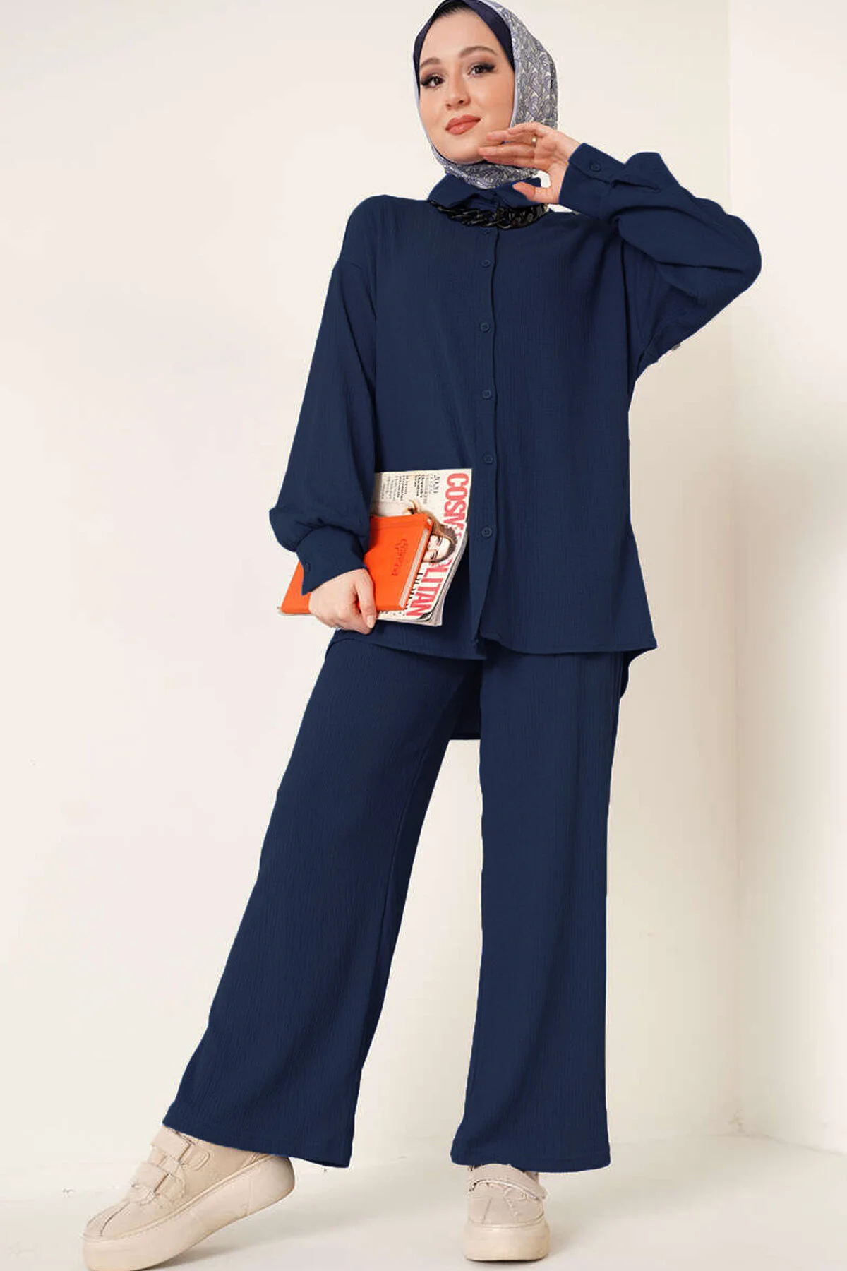 Bild von Bigdart T5858 Gestricktes Hijab-doppelset – C. Navy für Damen - 38