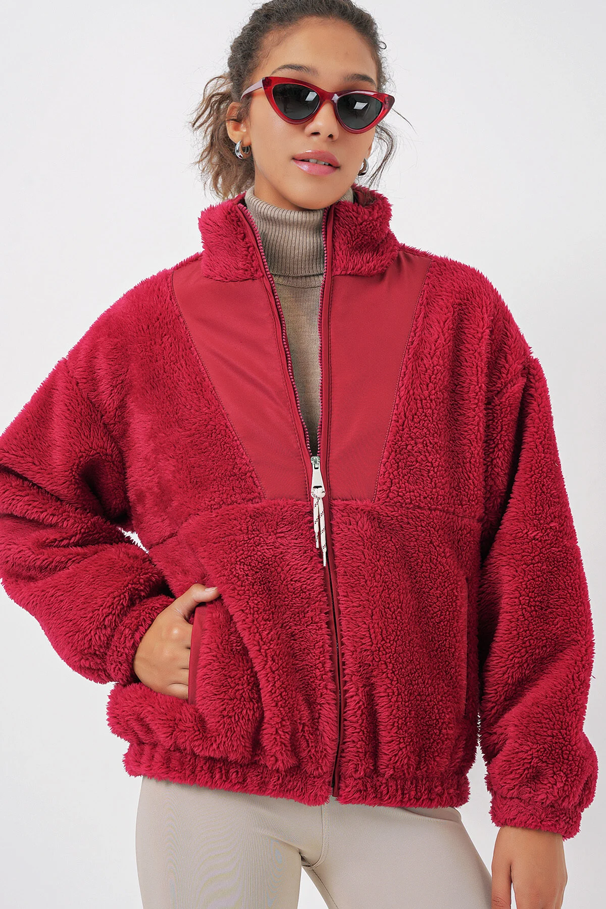 Bild von Bigdart 5194 Plüschmanteljacke – A.claret Red für Damen - 38