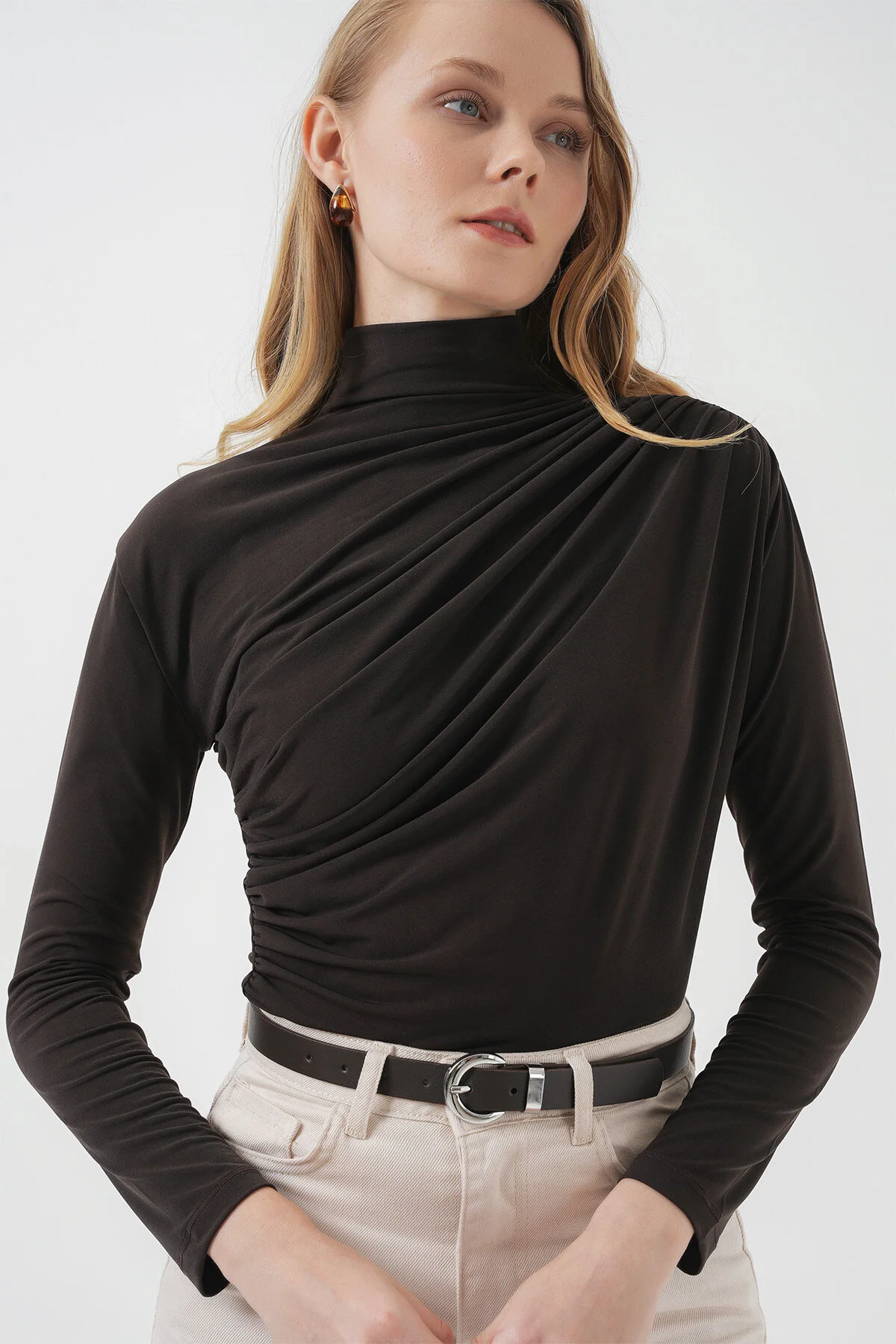 Bild von Bigdart 925 Kordelzug-detaillierte Sandy-bluse – Braun für Damen - 42
