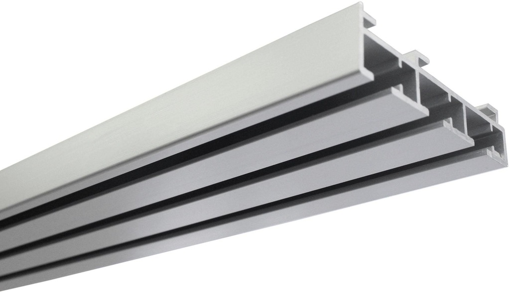 Bild von Gardinenschiene GARDINIA "Flächenvorhangschiene 3-läufig" Gr. 1, silber (silberfarben), L:160cm, Aluminium, Gardinenstangen, 3-läufig
