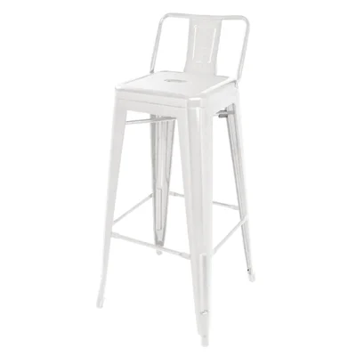 Bild von Bolero Bistro Stahl-Hocker mit Rückenlehne, Weiß (4 Stück)