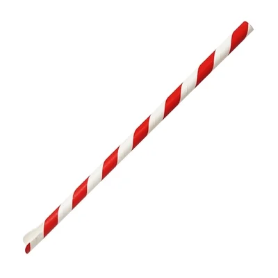 Bild von Fiesta Kompostierbare Papierlöffelstrohhalm Rot & Weiß Gestreift 210x8mm (250 Stück)
