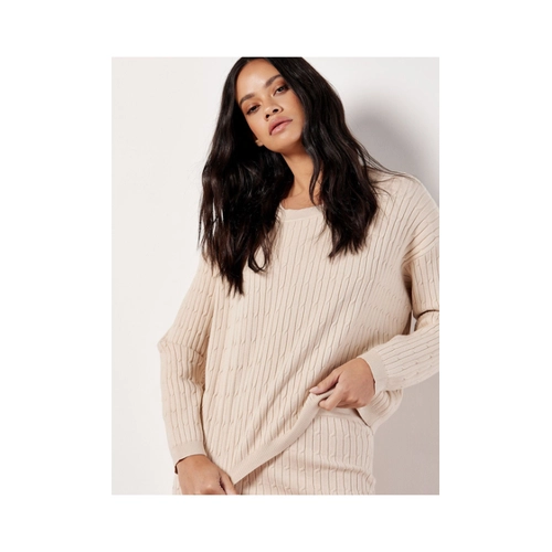 Bild von Apricot Strickpullover mit Zopfmuster – Ein zeitloses Must-Have für jedes Outfit