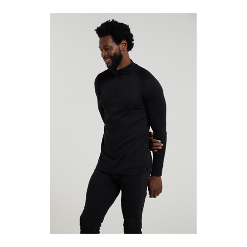 Bild von Talus Herren-Langarmshirt mit Reißverschluss - Schwarz