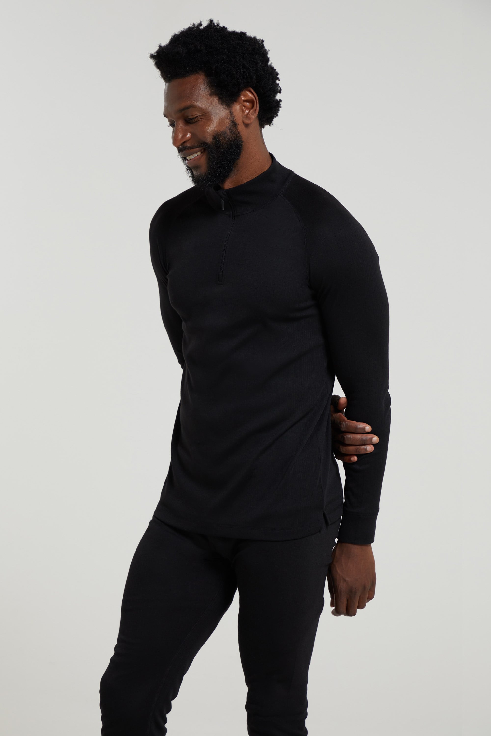 Bild von Talus Herren-Langarmshirt mit Reißverschluss - Schwarz