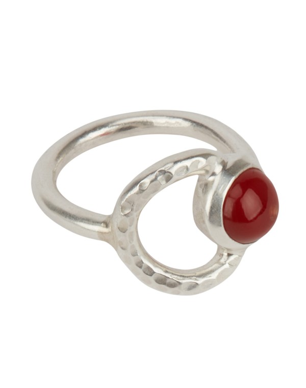 Bild von Circle Ring aus Sterlingsilber und rotem Onyx