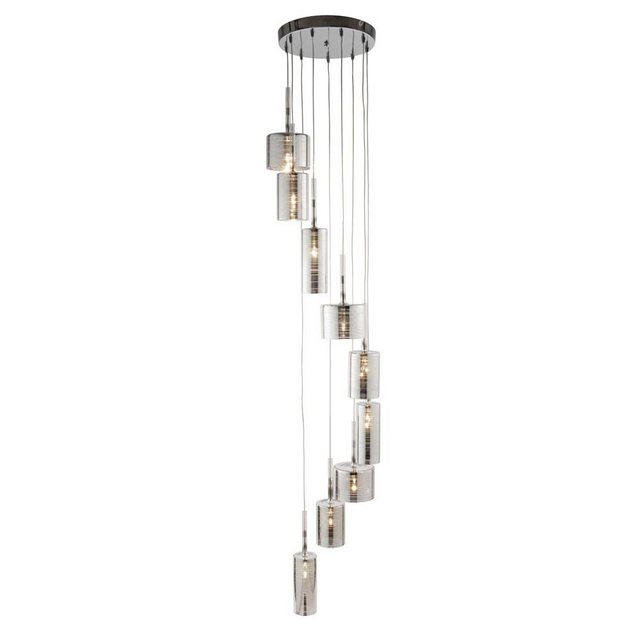 Bild von Searchlight LED Pendelleuchte, Leuchtmittel inklusive, 7W Linen 9Flammiger Multi-Drop Pendelleuchte, Chrom Chrome / Clear