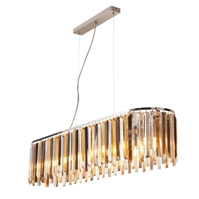 Bild von Searchlight LED-Hängeleuchte, Leuchtmittel nicht inklusive, Hänge Leuchte Trommel Decken Lampe Glas Pendel bernstein rauch