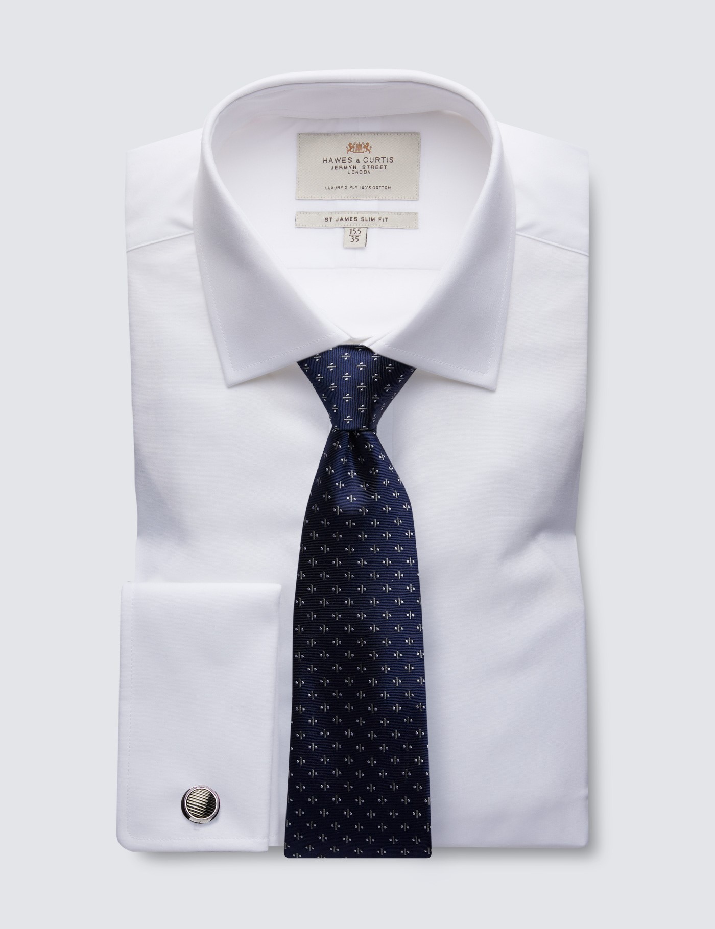 Bild von Hawes & Curtis Businesshemd – Slim Fit – Umschlagmanschetten – Popeline weiß Baumwolle Uni Men's
