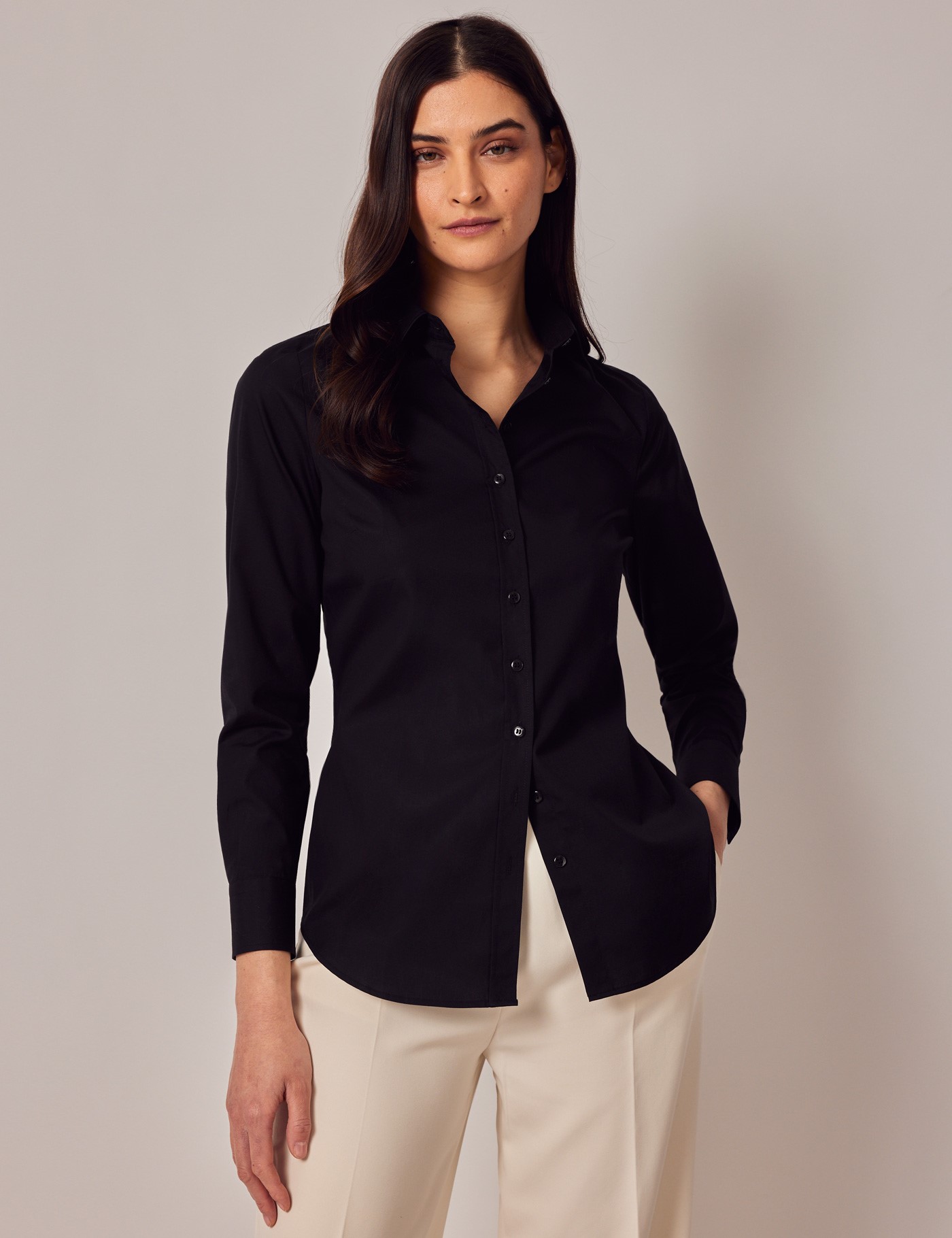 Bild von Hawes & Curtis Bluse – Regular Fit – Baumwolle – Popeline schwarz Uni Women's