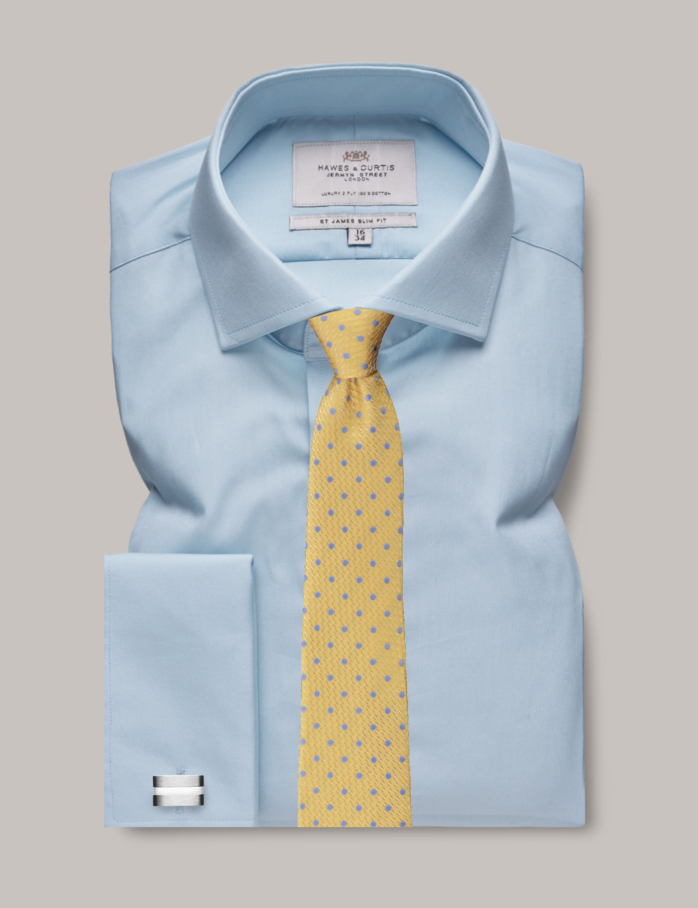 Bild von Hawes & Curtis Businesshemd – Slim Fit – Umschlagmanschette – Popeline Hellblau Blau Baumwolle Uni Men's