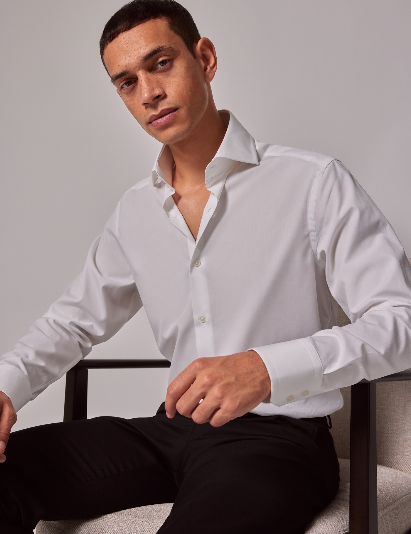 Bild von Hawes & Curtis Casual Hemd – Relaxed Slim Fit – York – Popeline weiß Baumwolle Uni Men's