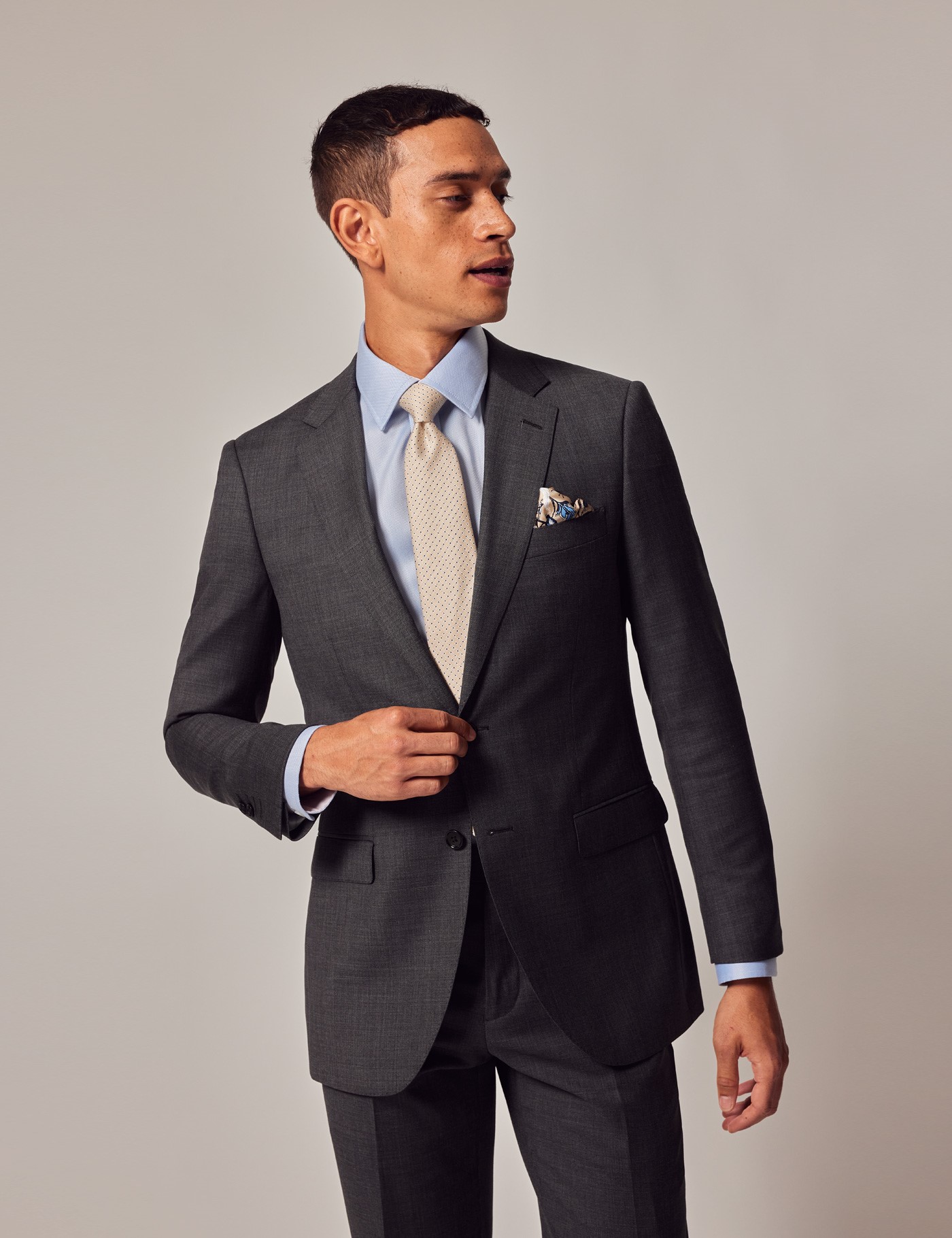 Bild von Hawes & Curtis Anzugsakko - Slim Fit - Twill eisengrau - 100s Wolle - 2-Knopf Einreiher - Gefüttert - Seitenschlitz Charcoal Uni Men's