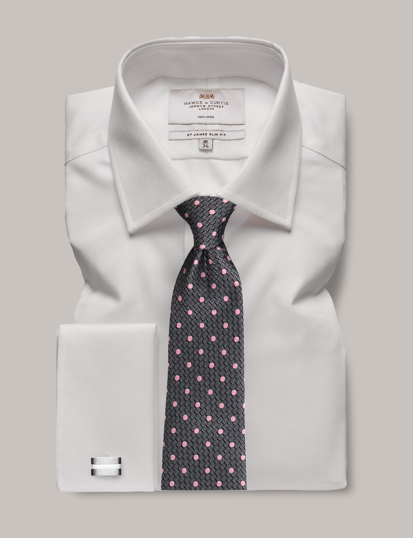 Bild von Hawes & Curtis Bügelfreies Businesshemd – Slim Fit – Manschetten – Twill reinweiß