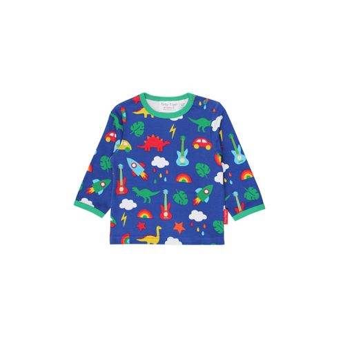 Bild von Toby Tiger Langarmshirt mit Rakete, Dino und Auto Print