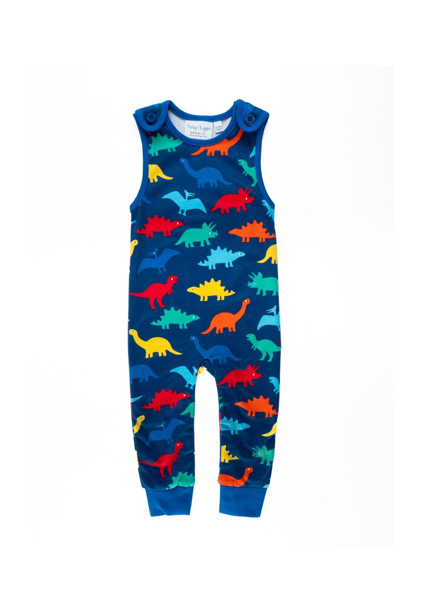 Bild von Toby Tiger Strampler und buntem Regenbogen Dinosaurier Aufdruck