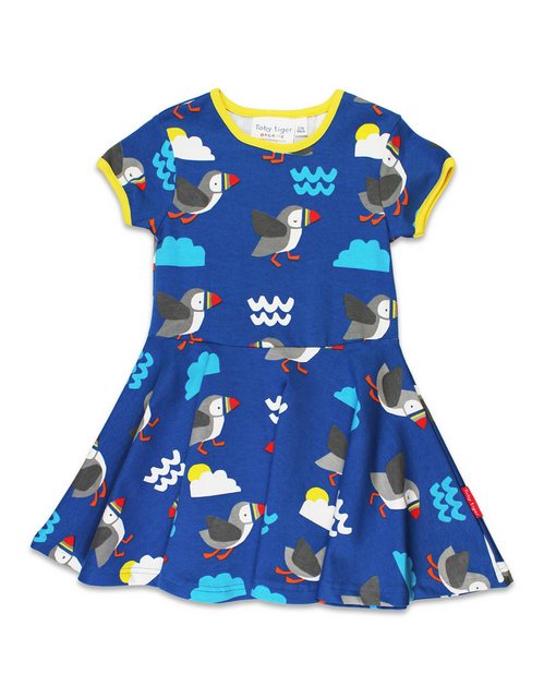 Bild von Toby Tiger Skaterkleid mit kurzen Ärmeln mit Papageientaucher-Print