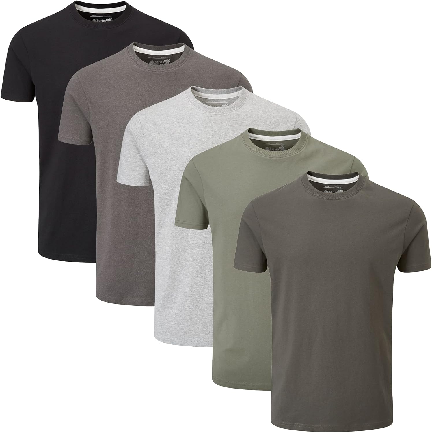 Bild von Charles Wilson 5er Packung Einfarbige T-Shirts mit Rundhalsausschnitt (XX-Large, Grey Essentials)