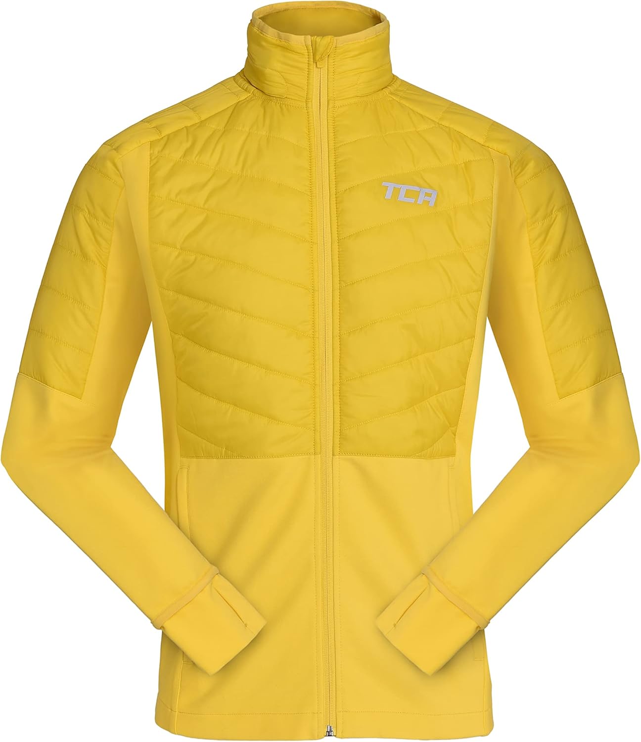 Bild von TCA Jungen Excel Runner ganzjährige, leichte, wasserabweisende verstaubare Laufjacke - Gelb, 10-12 Jahre