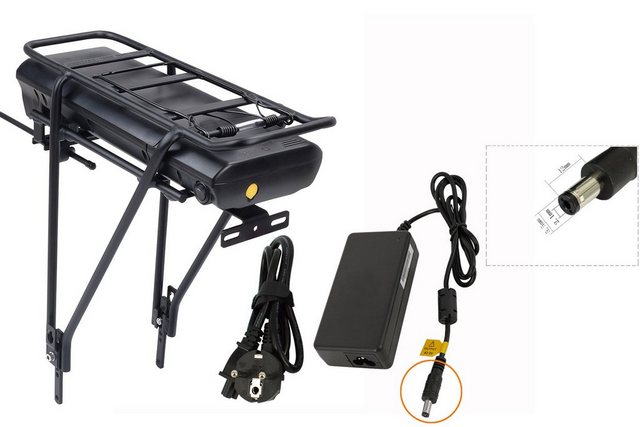 Bild von PowerSmart LEB36HS92B.916 E-Bike Akku 14Ah für Steppenwolf Transterra Herren Ansmann 411S / 411S C Heck, mit Batteriehalterung und Fahrradgepäckträgersitz und Ladegerät Lithium-ion (Li-ion) 14000 mAh (36 V)