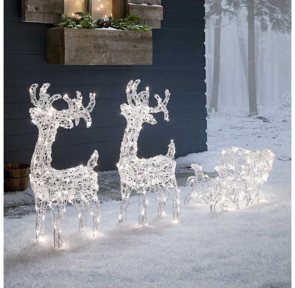 Bild von Swinsty Bicolor LED Rentiere mit Schlitten Weihnachtsdeko außen